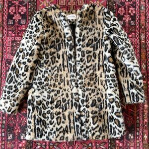 EUC Cupcakes & Cashmere Animal Print Faux Fur Jacket size medium